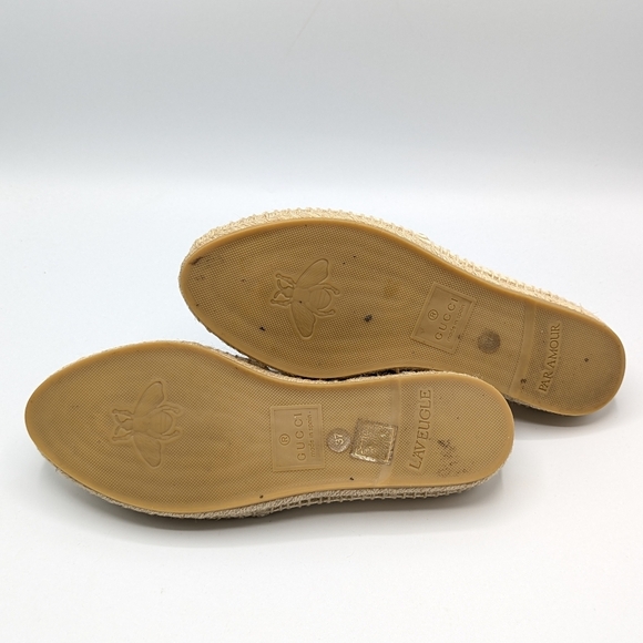 Authentic Gucci Cream Logo Canvas Espadrilles Size 37 - Picture 8 of 10